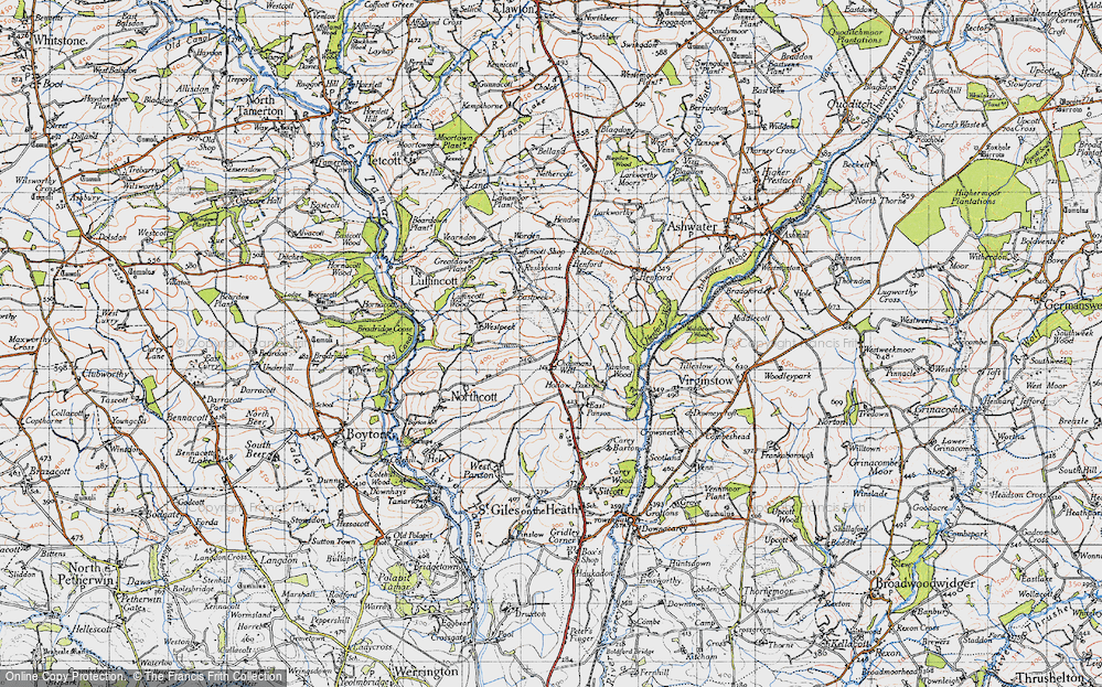 Old Map of Historic Map covering West Peeke in 1946