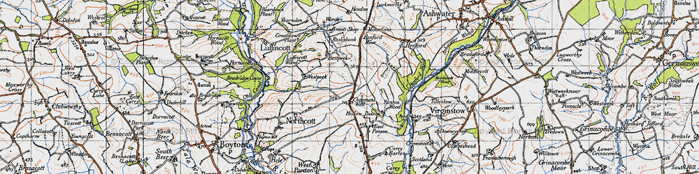 Old map of Chapmans Well in 1946