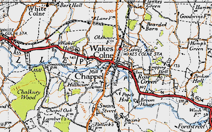 Old map of Chappel in 1945