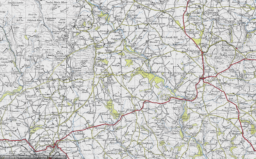 Old Map of Historic Map covering Bicton Wood in 1946