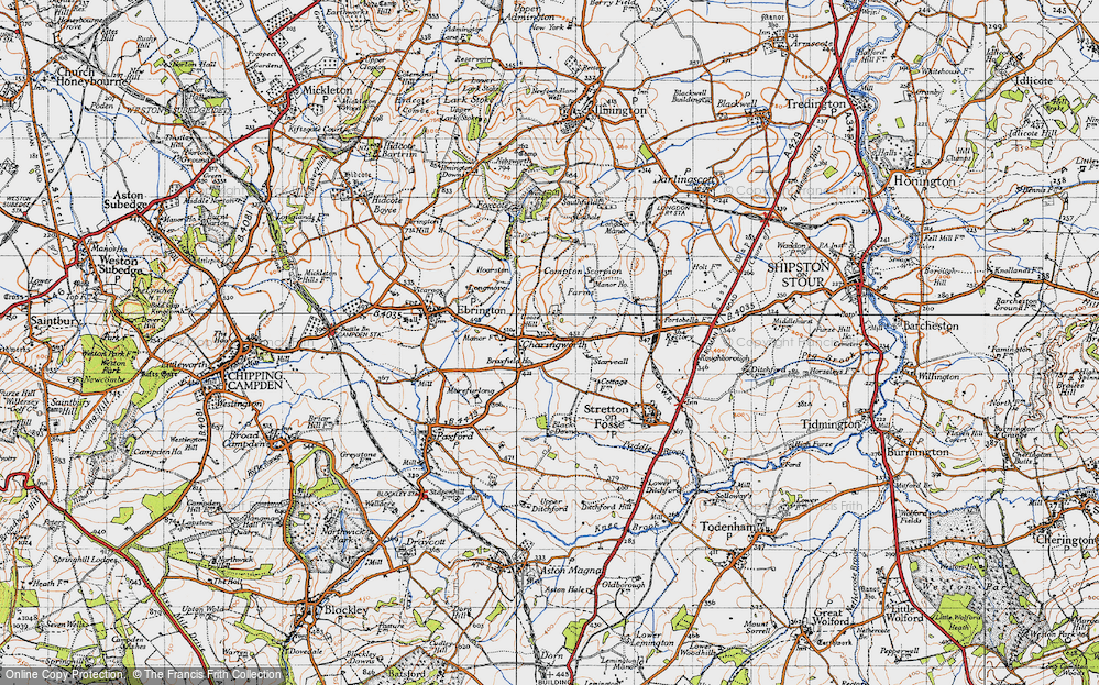 Old Map of Historic Map covering Braxfield Ho in 1946