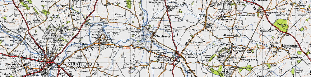 Old map of Charlecote in 1947