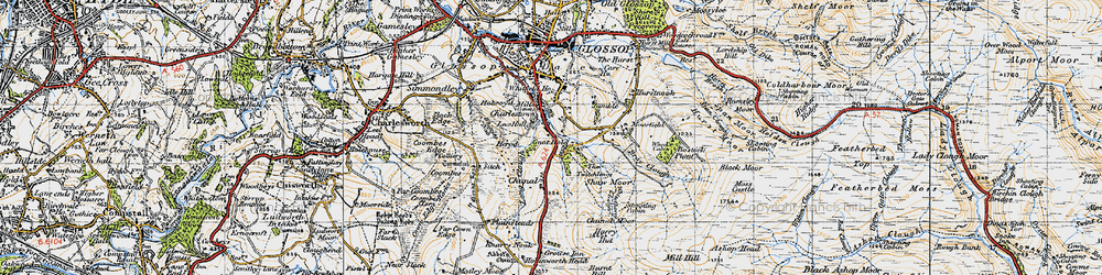 Old map of Whiteley Nab in 1947
