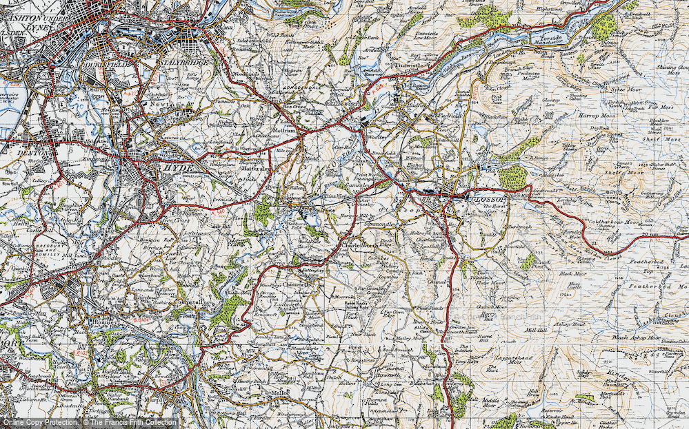 Old Map of Charlesworth, 1947 in 1947