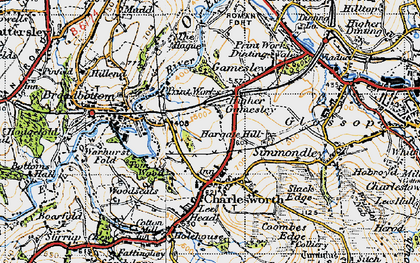 Old map of Charlesworth in 1947