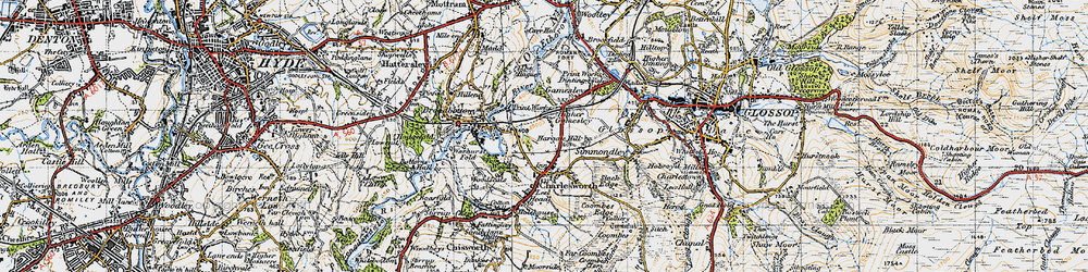 Old map of Charlesworth in 1947