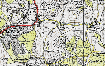 Old map of Levin Down in 1945