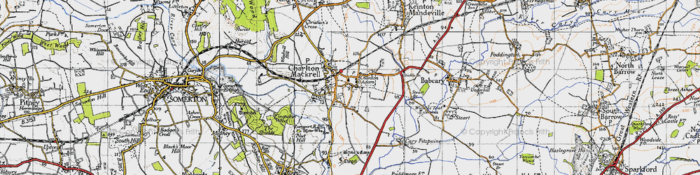 Old map of Charlton Adam in 1945