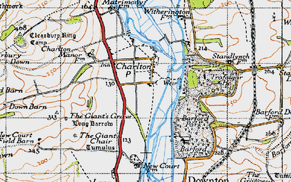 Old map of Charlton All Saints in 1940
