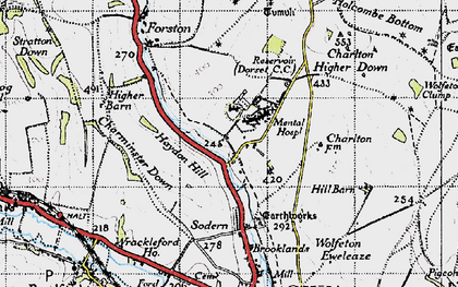 Old map of Wolfeton Clump in 1945