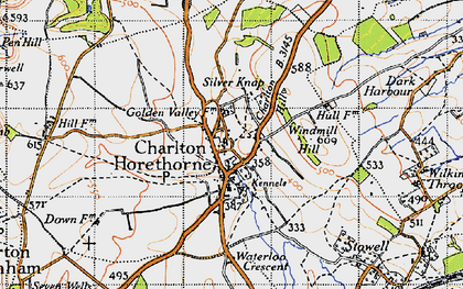 Old map of Charlton Horethorne in 1945