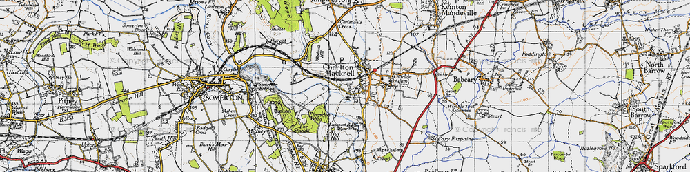 Old map of Charlton Mackrell in 1945