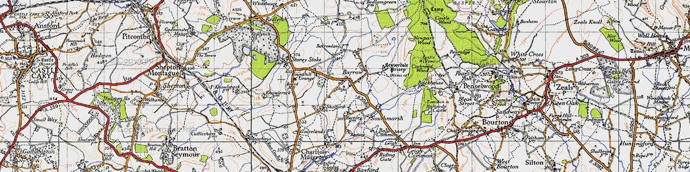 Old map of Charlton Musgrove in 1945