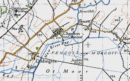 Old map of Charlton-on-Otmoor in 1946