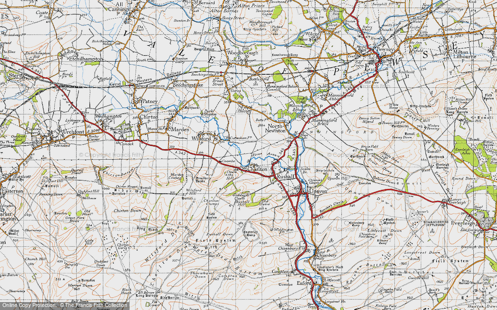 Old Map of Historic Map covering Broadbury Banks in 1940