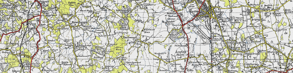 Old map of Charlwood in 1940