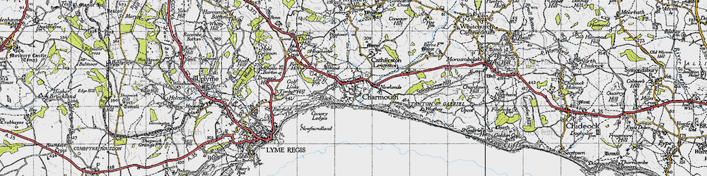 Old map of Black Ven in 1945