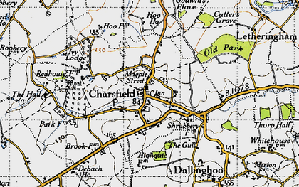 Old map of Charsfield in 1946