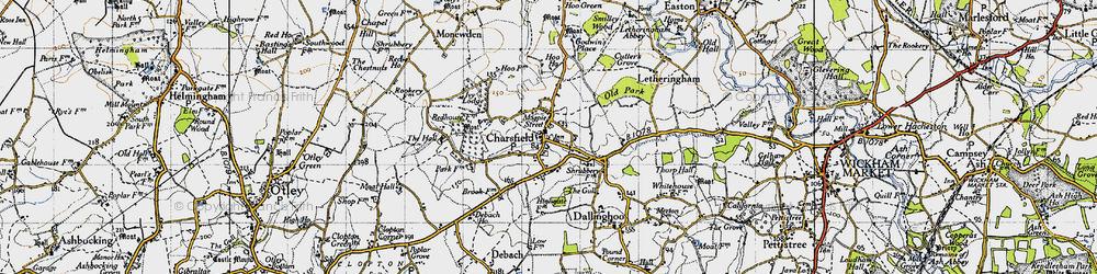 Old map of Charsfield in 1946