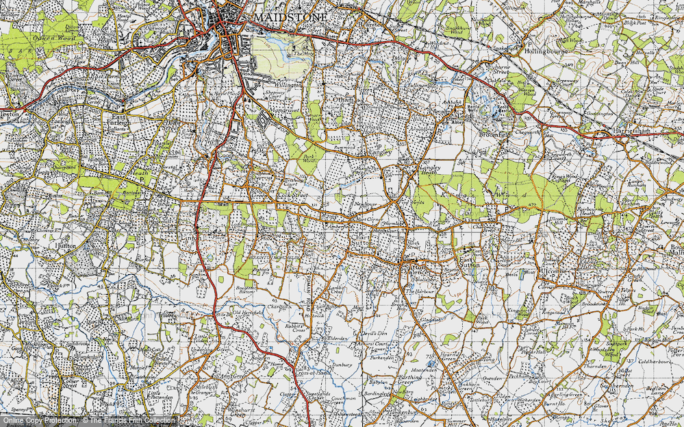 Old Map of Chart Sutton, 1940 in 1940