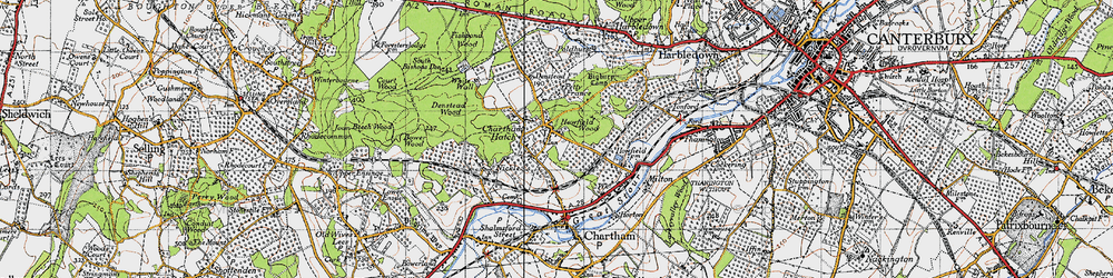 Old map of Chartham Hatch in 1946