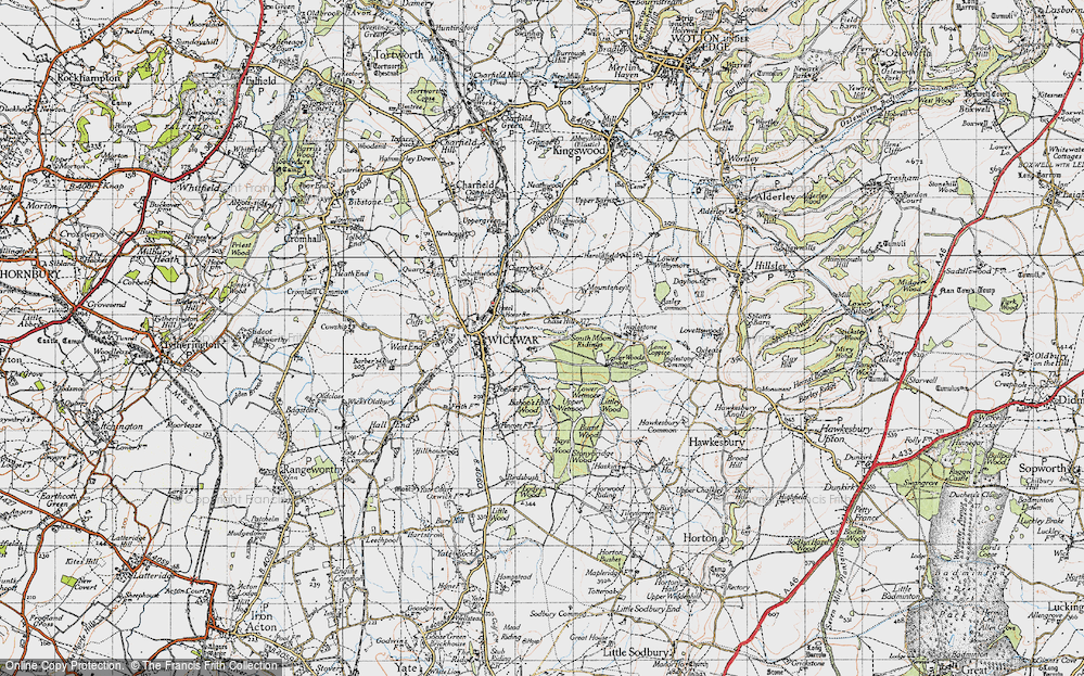Old Map of Historic Map covering Bishop's Hill Wood in 1946