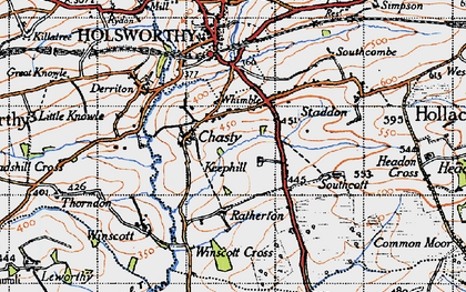 Old map of Chasty in 1946