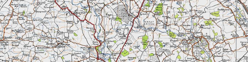 Old map of Chatham Green in 1945