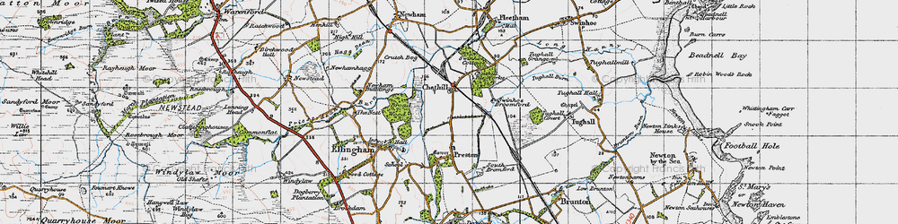 Old map of Chathill in 1947