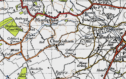 Old map of Chattisham in 1946