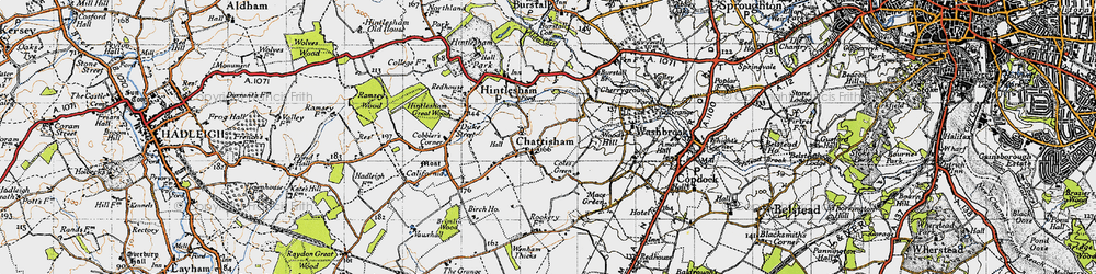 Old map of Chattisham in 1946