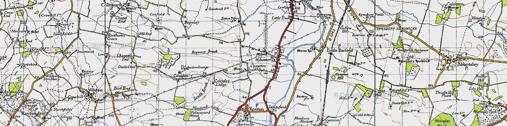 Old map of Chawston in 1946