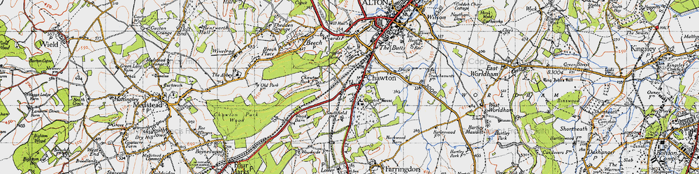 Old map of Chawton in 1940