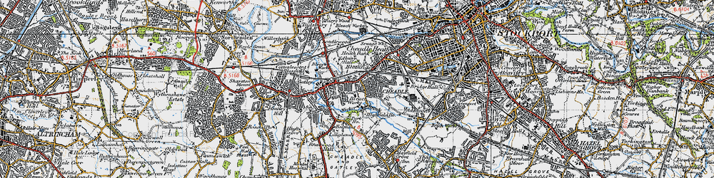 Old map of Cheadle in 1947
