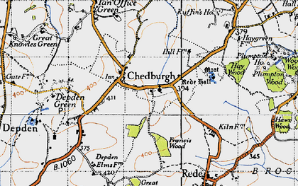Old map of Chedburgh in 1946