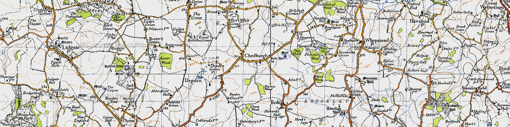 Old map of Chedburgh in 1946