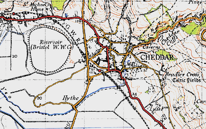 Old map of Cheddar in 1946
