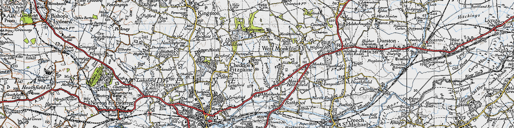 Old map of Cheddon Fitzpaine in 1946