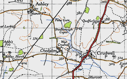 Old map of Chedglow in 1947
