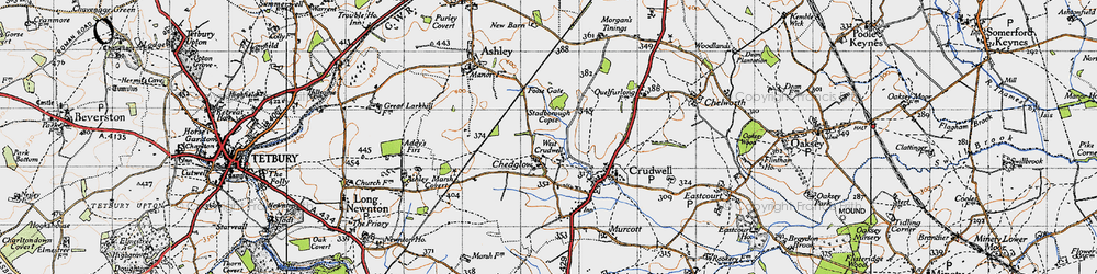 Old map of Chedglow in 1947