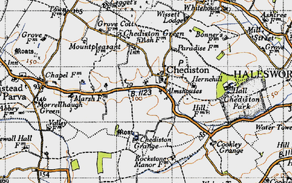 Old map of Linstead Parva in 1946