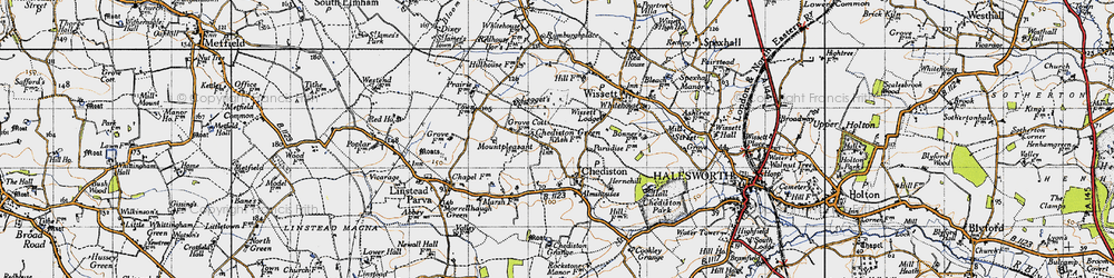 Old map of Chediston Green in 1946