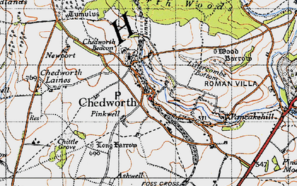 Old map of Chedworth in 1946