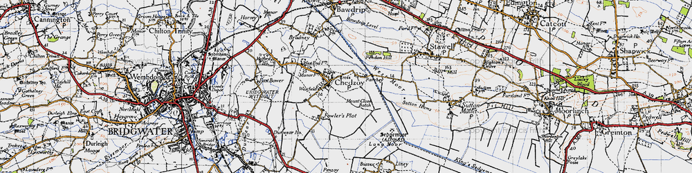 Old map of Chedzoy in 1946