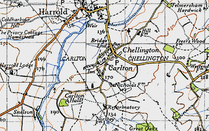 Old map of Chellington in 1946