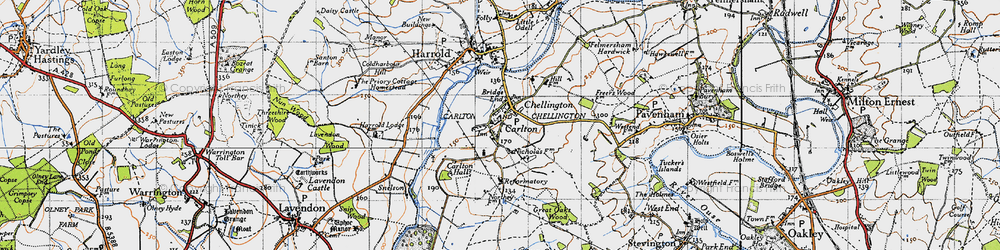 Old map of Chellington in 1946