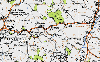Old map of Chells in 1946