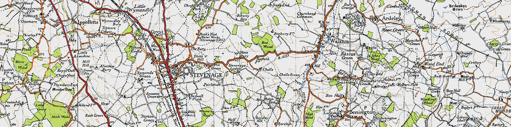 Old map of Chells in 1946