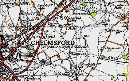 Old map of Chelmer Village in 1945