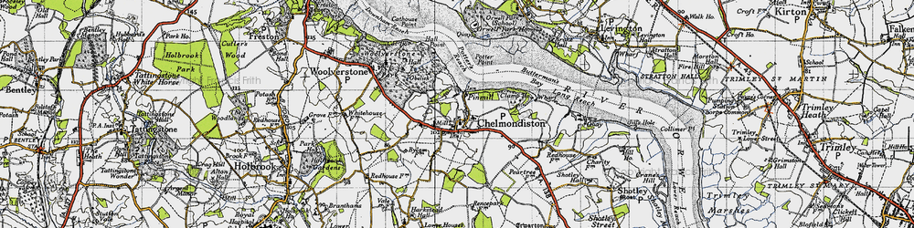 Old map of Pin Mill in 1946